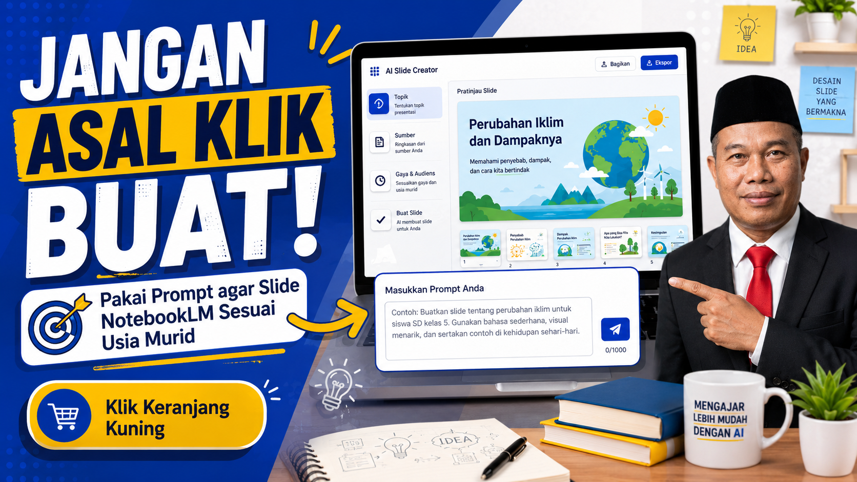 Jangan asal Klik "Buat" Gunakan Prompt ini agar Slide Presentasi NotebookLM Sesuai Usia Murid